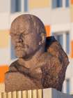 Bust of Lenin Russian coal mining town Barentsburg at fjord Gronfjorden Norway-Svalbard Landscape Print